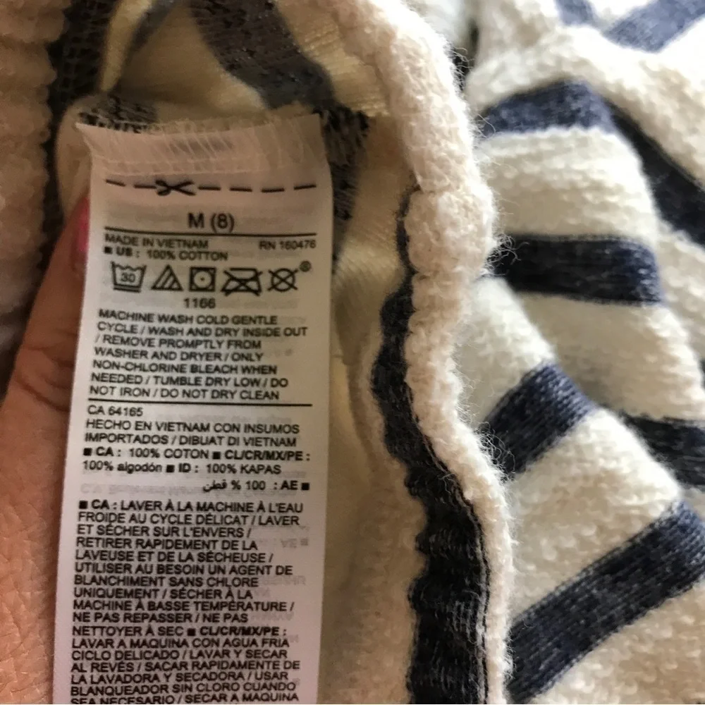 3/$15 old navy boys/kids 100% cotton blue and white stripe hoodie top